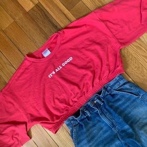 Cropped “It’s All Good” Sweater